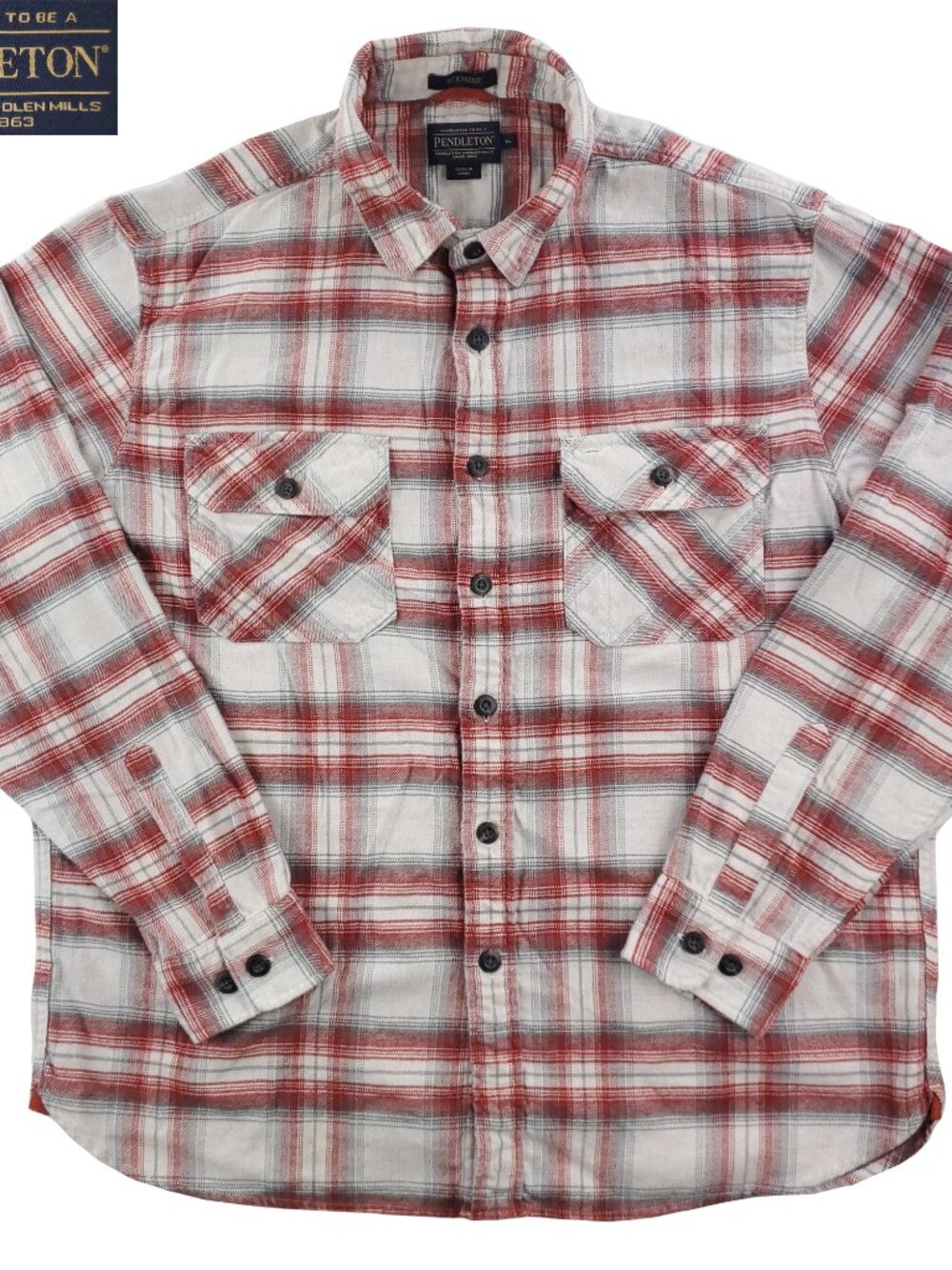 Pendleton Burnside Flannel Shirt Plaid Button Up Brushed Cotton Men's XL